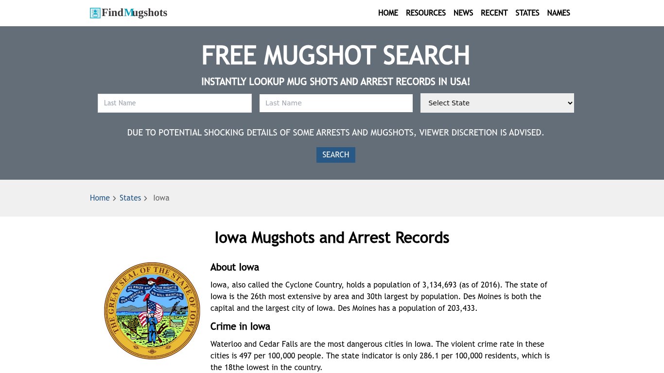 Find Iowa Mugshots - Find Mugshots