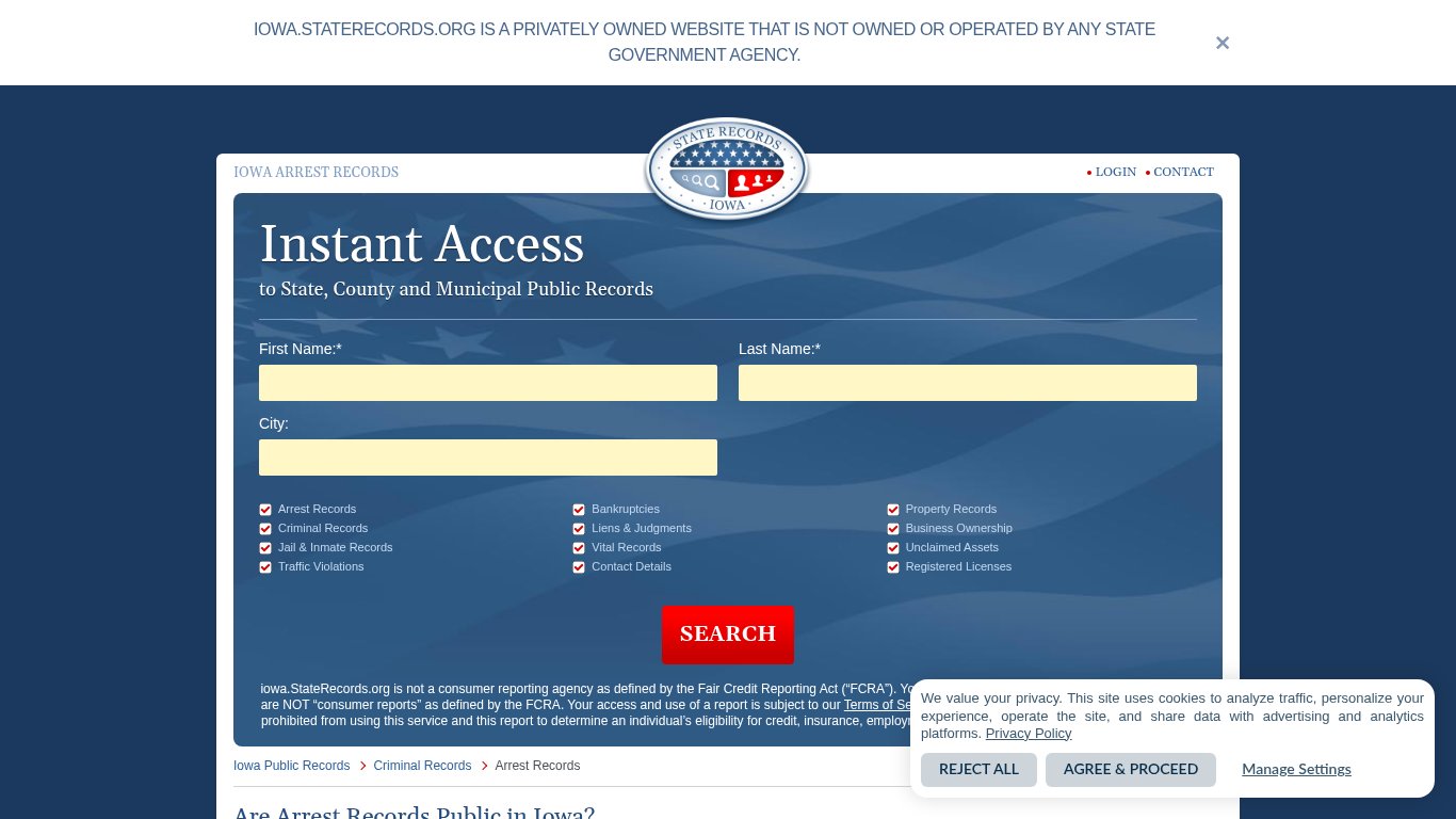 Iowa Arrest Records | StateRecords.org
