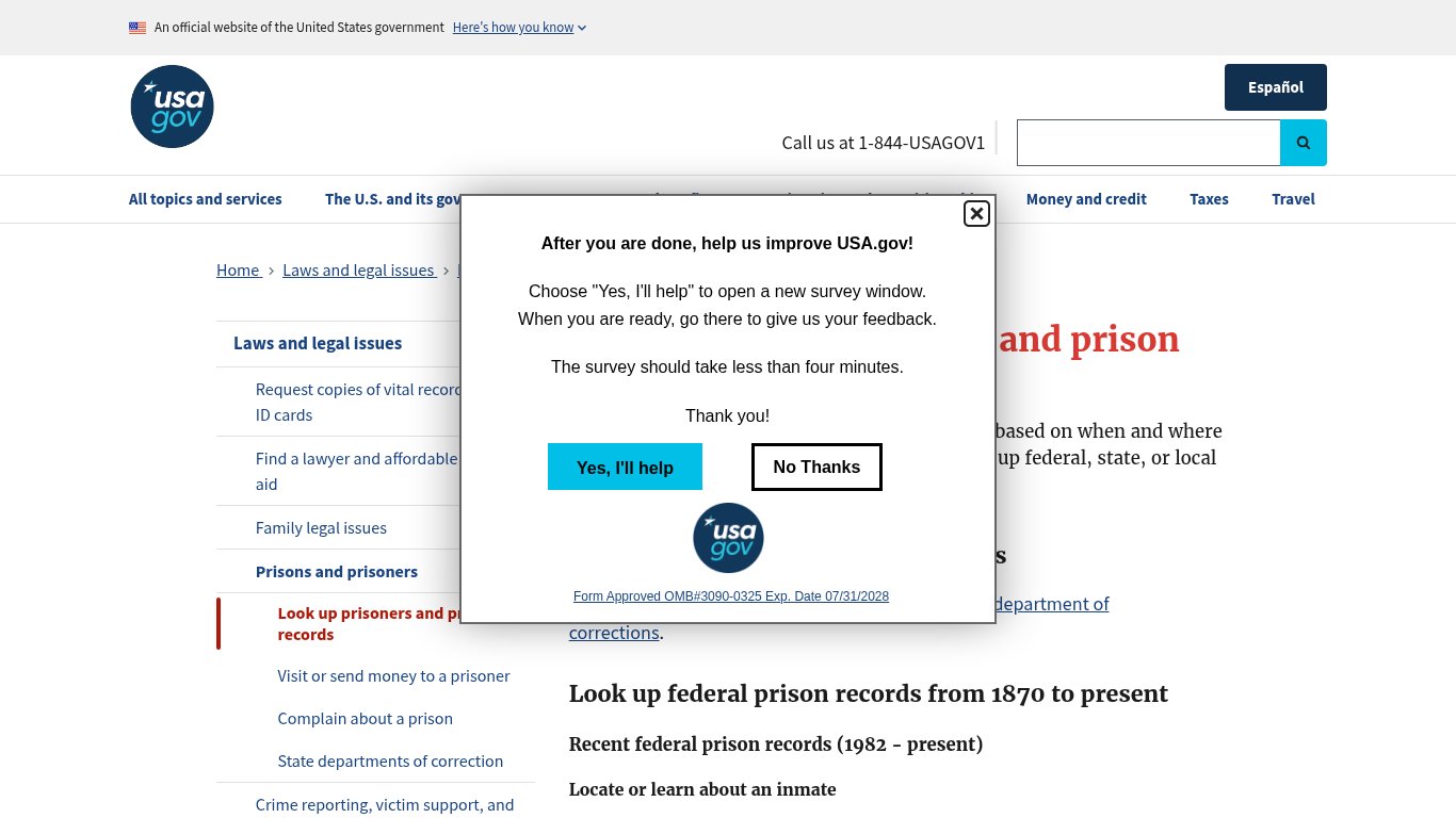 USA.gov - How to look up prisoners and prison records