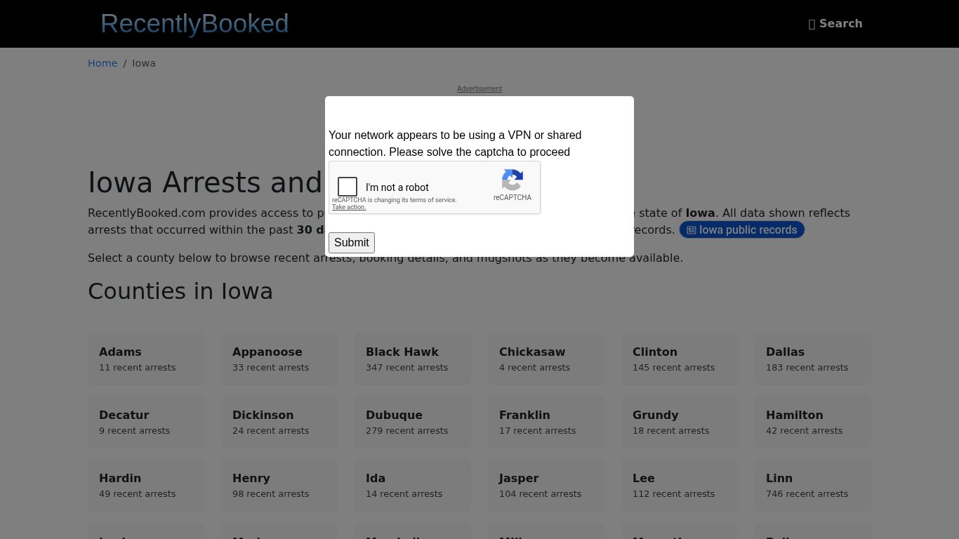Recent bookings, Arrests, Mugshots in Iowa - Recently Booked